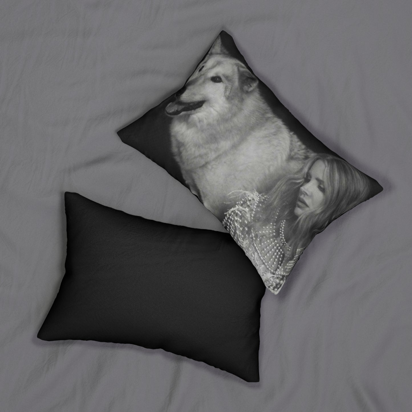 Lana Del Rey With Wolf - Lumbar Pillow