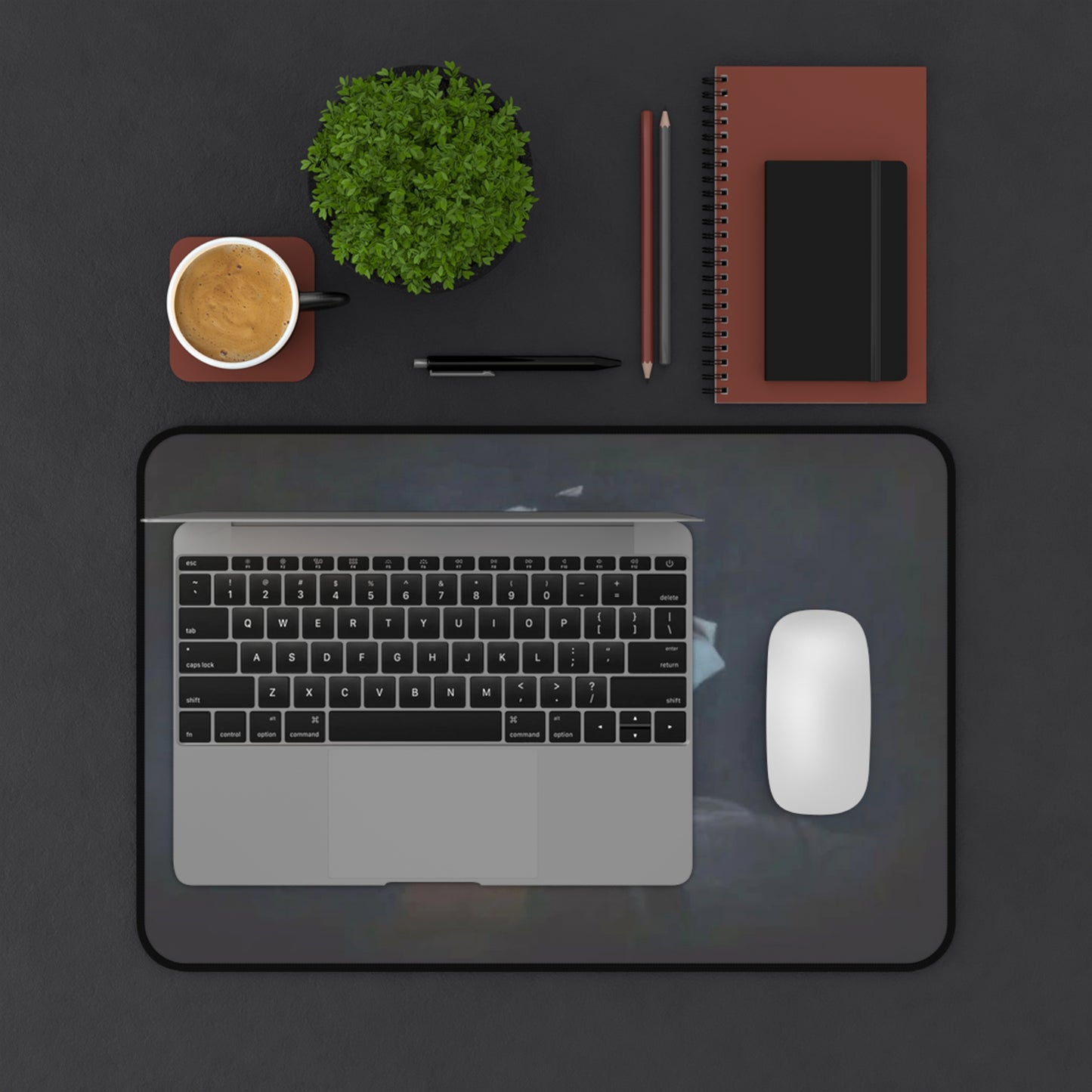 Elegant Black Desk Mat with Lana Del Rey Design