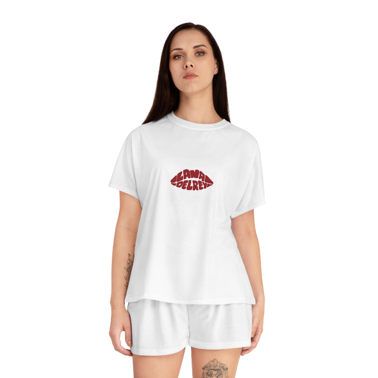 Women's Short Pajama Set - LDR Kiss Designed (RED)