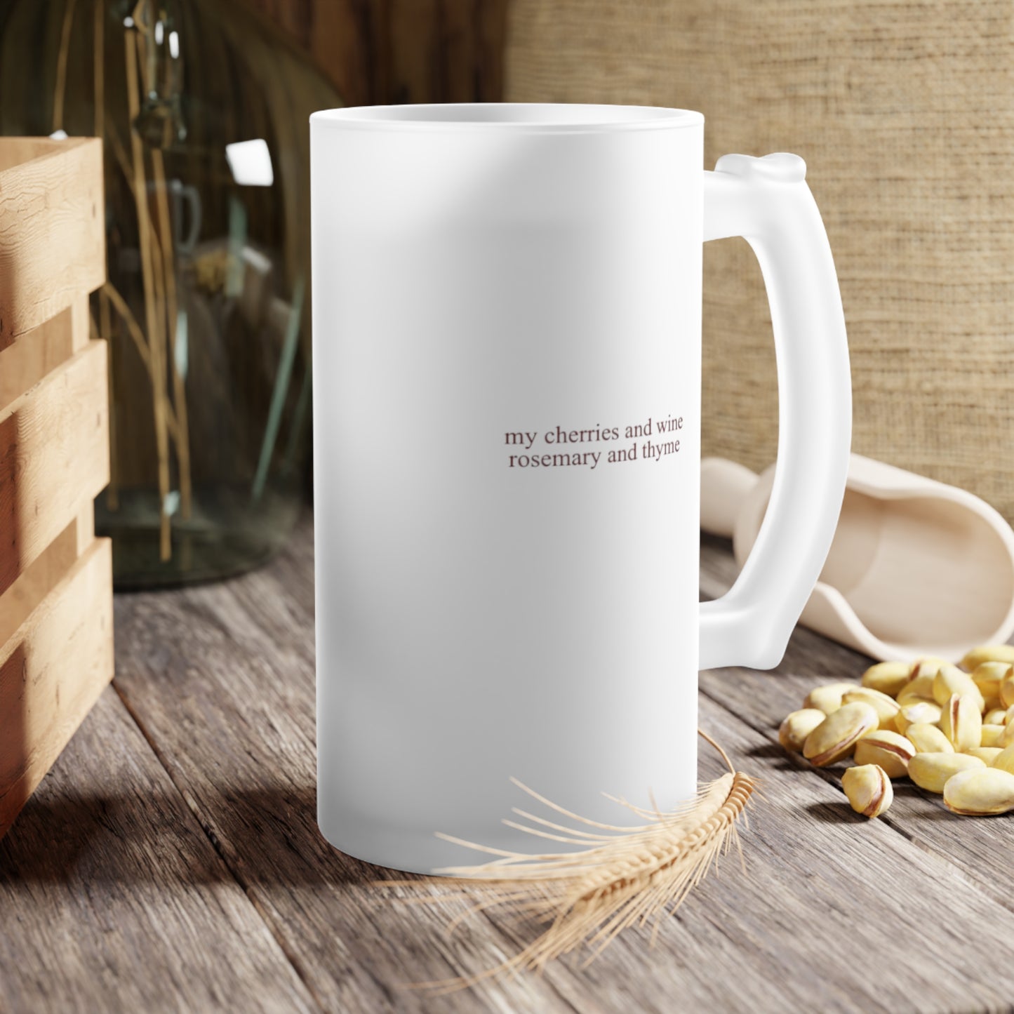 Chic Frosted Glass Beer Mug - 'Cherry Vibe'