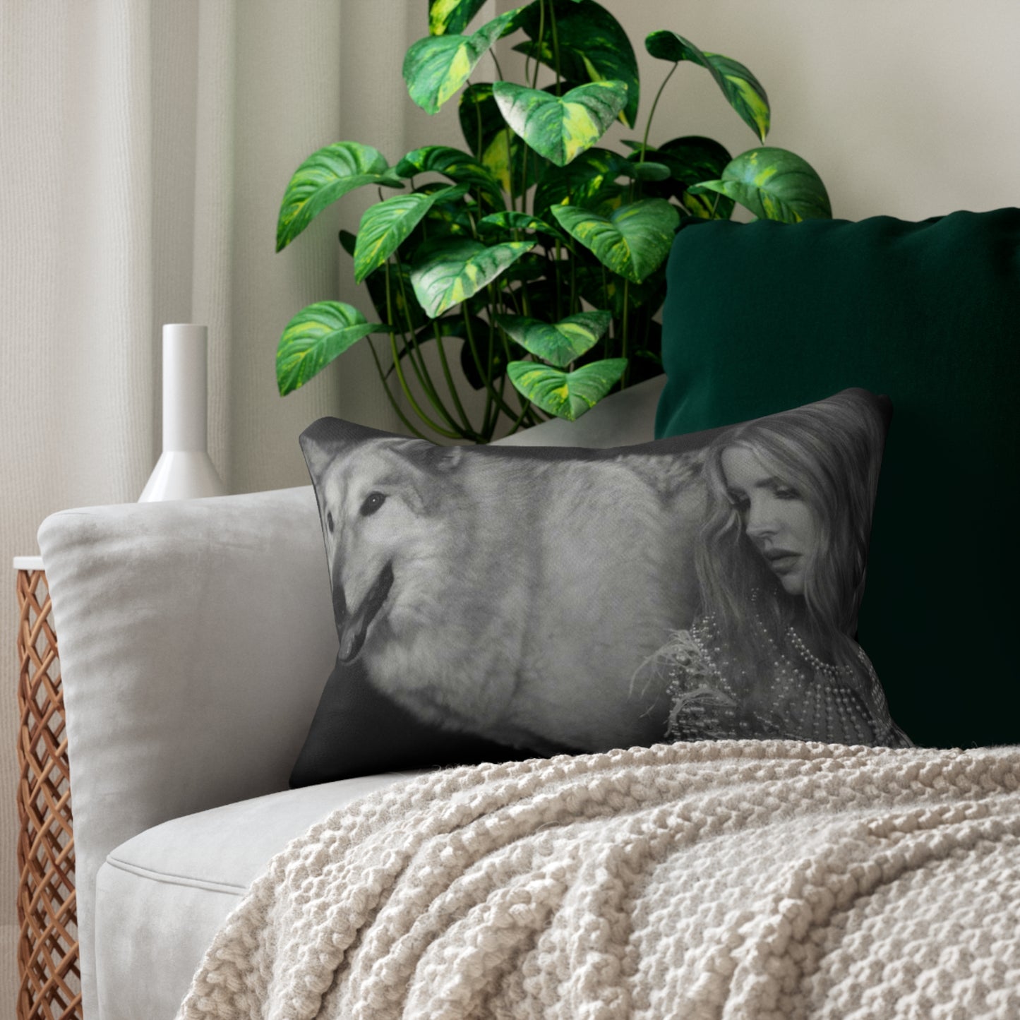 Lana Del Rey With Wolf - Lumbar Pillow