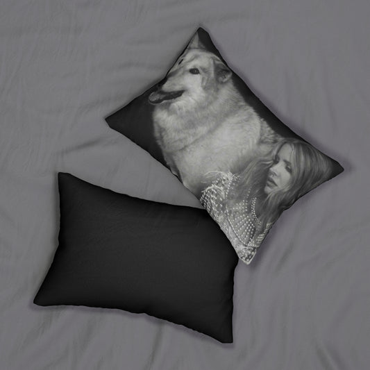 Lana Del Rey With Wolf - Lumbar Pillow